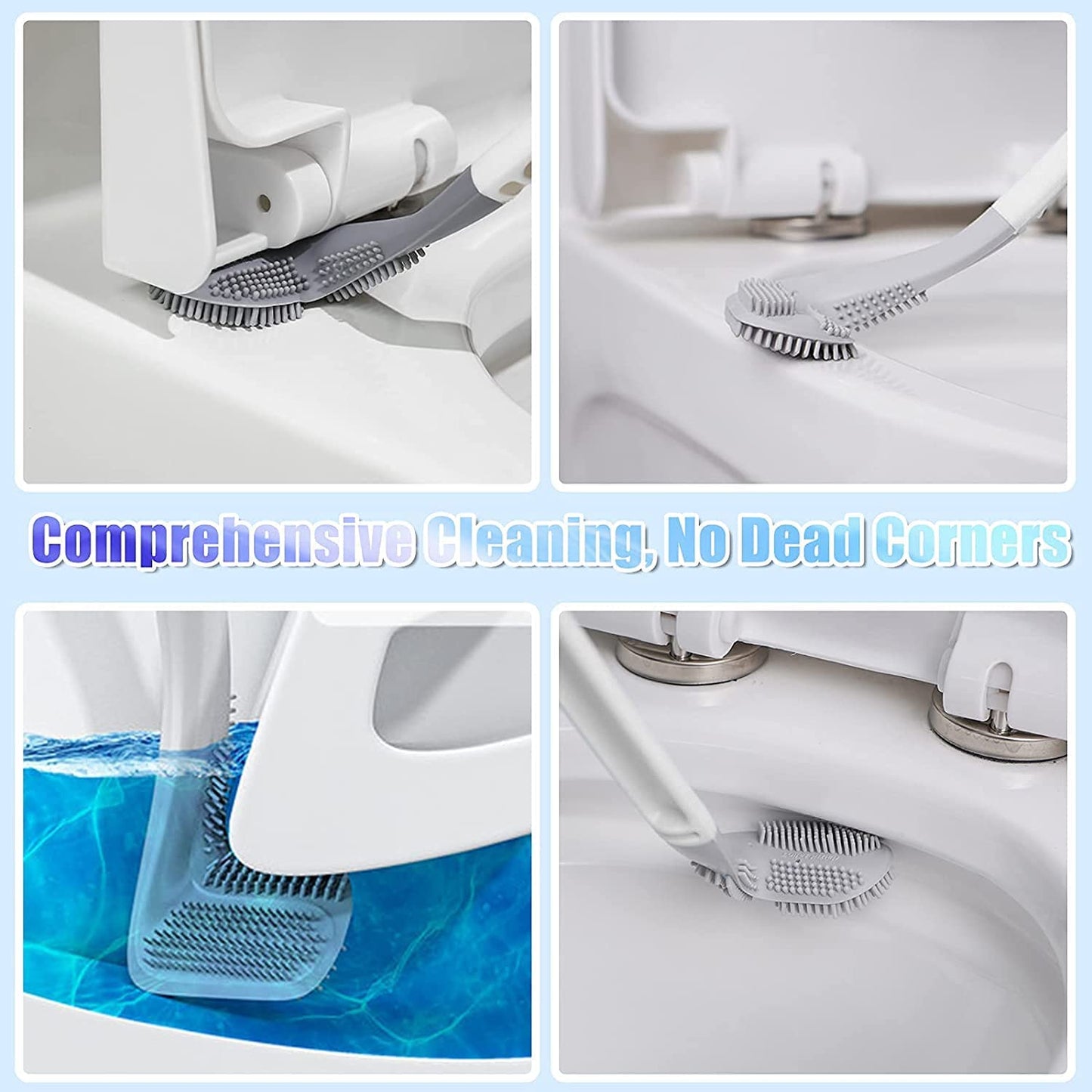 Golf Shape Silicone Toilet Brush with Self-Adhesive Wall Hook Holder
