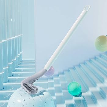 Golf Shape Silicone Toilet Brush with Self-Adhesive Wall Hook Holder