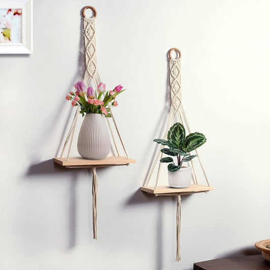 Macrame| Home Decor/ wall hanging/ BOHO/Home Decors Macrame Wall Hanging Shelf (Pack Of 2)